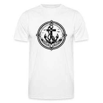 Bateau d’ancre Navire Nautique - T-shirt sport Homme - blanc - Devant - AI Model Male 178 dark (178cm)