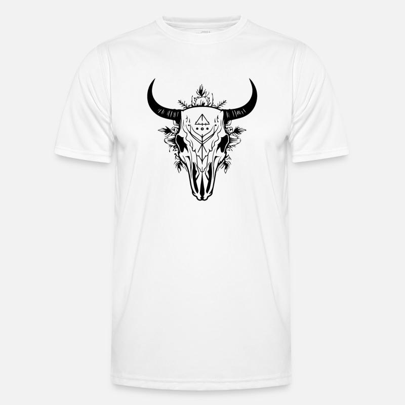 Kuh Schädel Boho Männer Funktions-T-Shirt
