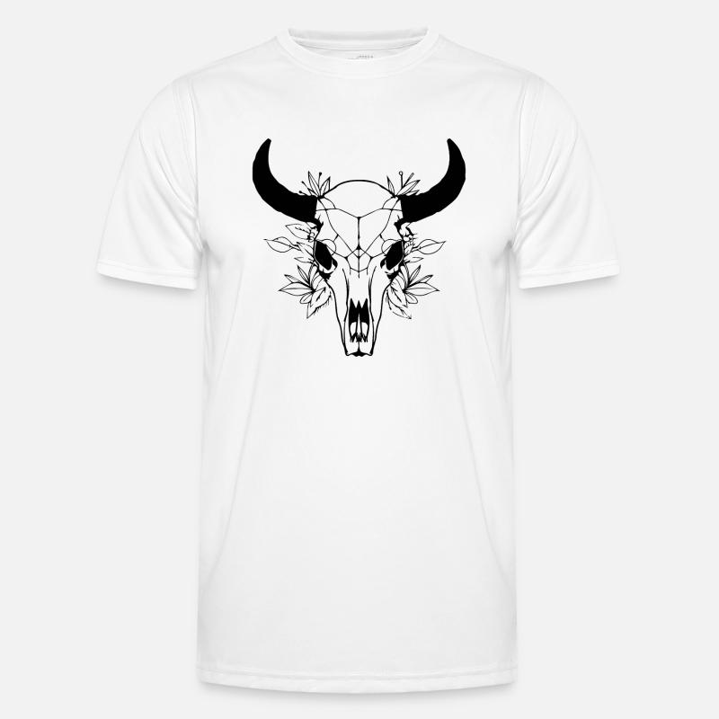 Kuh Schädel Boho Männer Funktions-T-Shirt