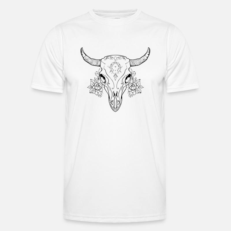 Kuh Schädel Boho Männer Funktions-T-Shirt