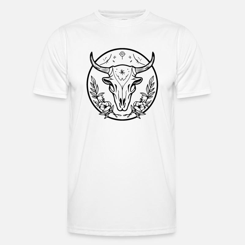 Kuh Schädel Boho Männer Funktions-T-Shirt