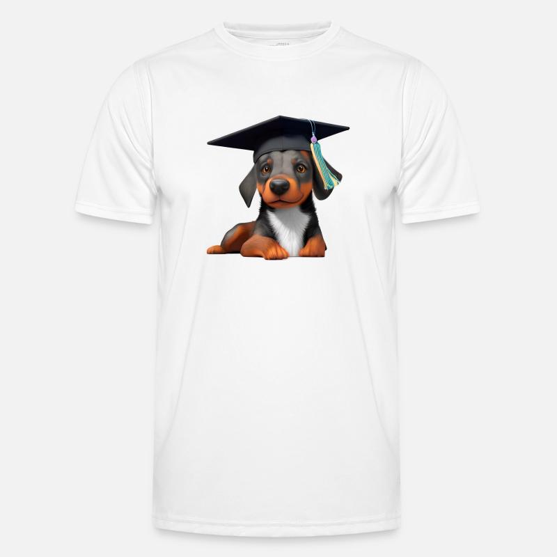 Bachelor Dobermann Studium Hunde Schulabschluss Männer Funktions-T-Shirt