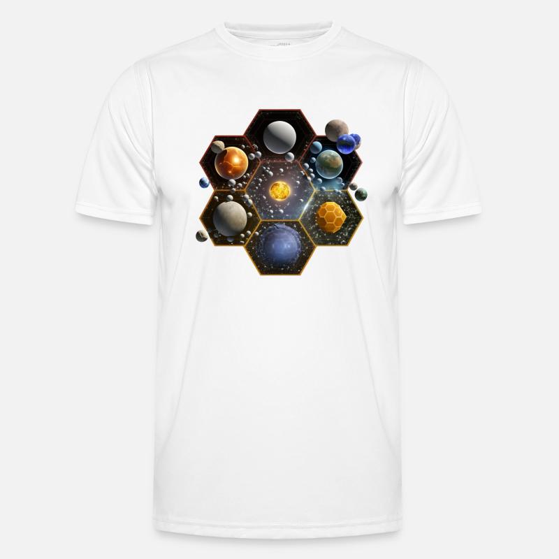 Hexagonal Solar System - Men's Functional T-Shirt - white