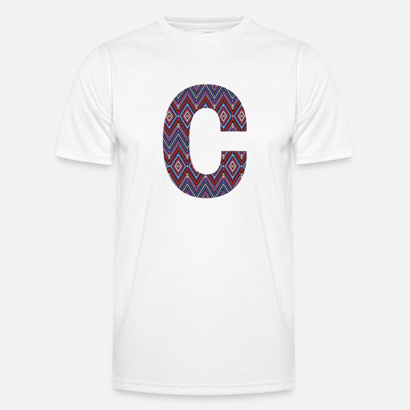 Monogram Letter C- geometric pattern - Men's Functional T-Shirt - white