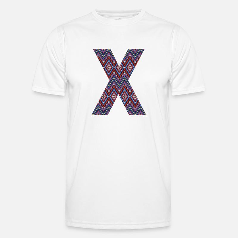 Monogram Letter X- geometric pattern - Men's Functional T-Shirt - white