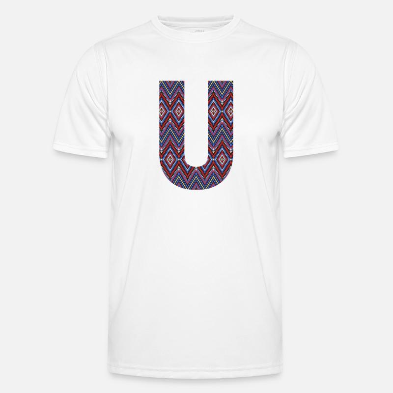Monogramm Buchstabe U- geometrisches Muster - Männer Funktions-T-Shirt - Weiß