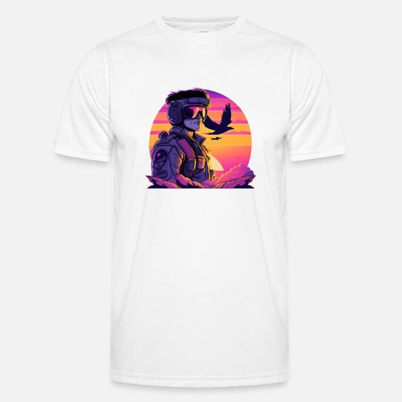 Synthwave Air-Force Pilote T-shirt sport Homme