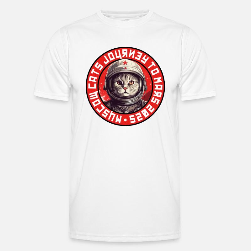 Astronaut Cat Logo - Soviet Men's Functional T-Shirt