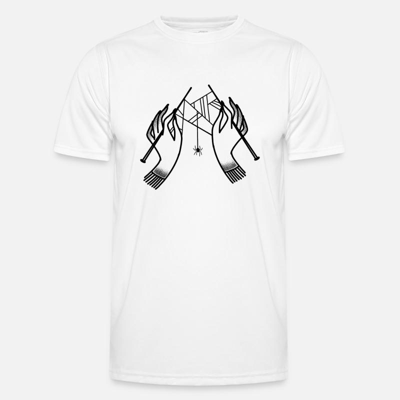 Witchcore Boho Hands Knitting Spiderwebs - Men's Functional T-Shirt - white