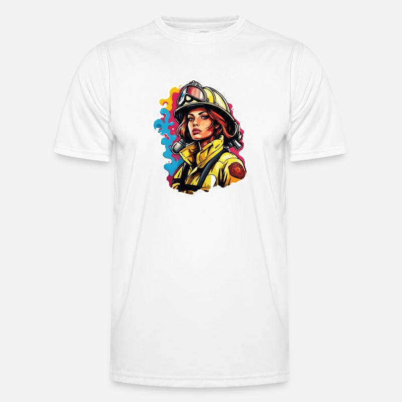 Firefighter / Fire / Fire / Extinguish / Heroine - Men's Functional T-Shirt - white