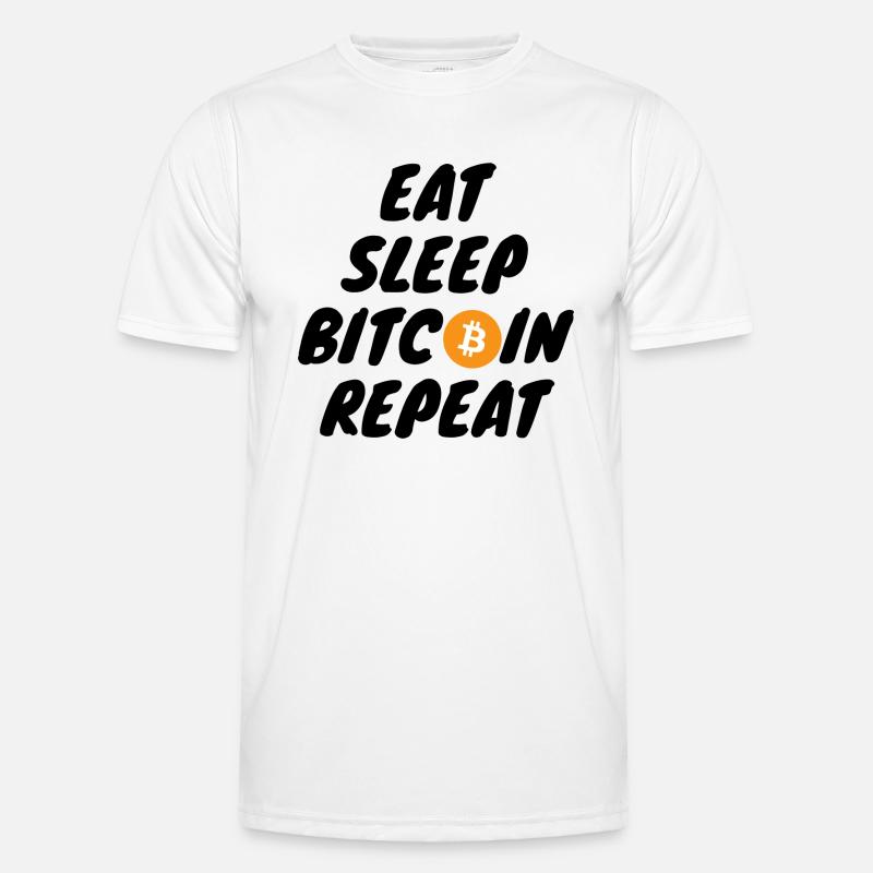 Krypto Eat sleep bitcoin repeat - Männer Funktions-T-Shirt - Weiß