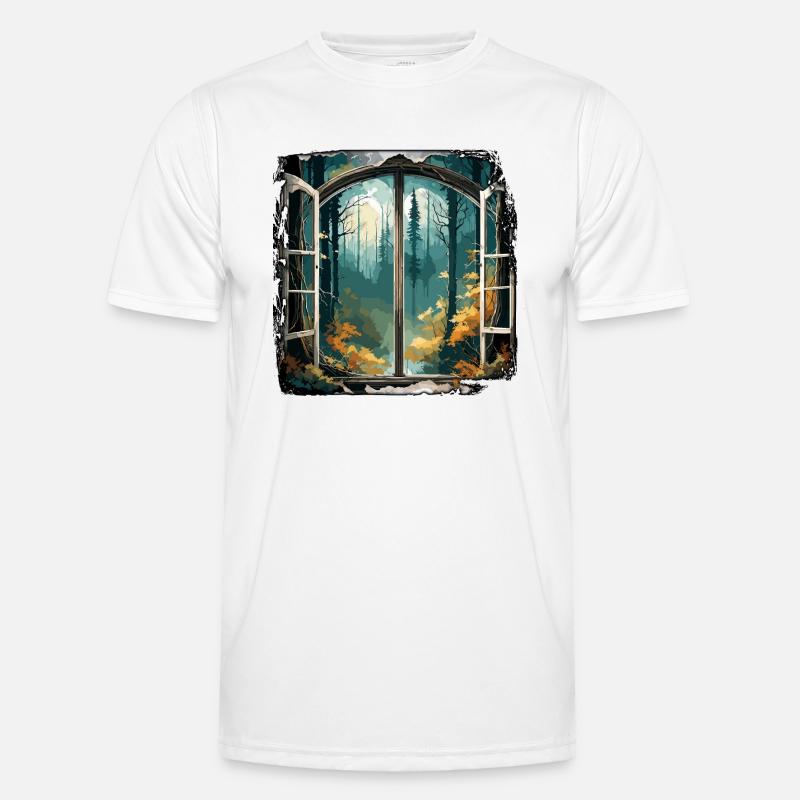 Window in the Forest / Trees / View / Wilderness Men's Functional T-Shirt
