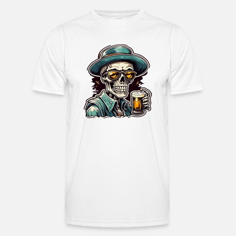Skull / Skull / Skeleton / Gothic / Beer - Men's Functional T-Shirt - white
