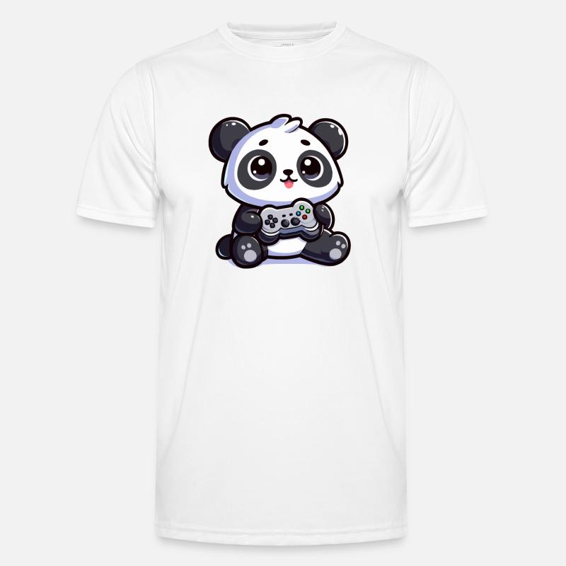 Cute Panda with Controller - Men's Functional T-Shirt - white