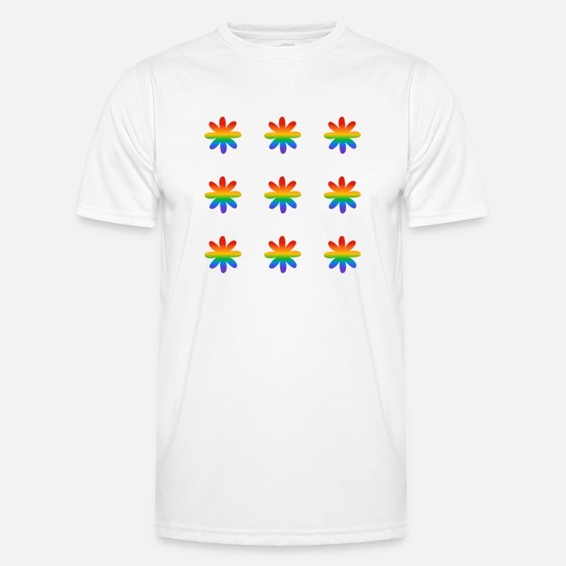 Regenbogen-Blumen Männer Funktions-T-Shirt