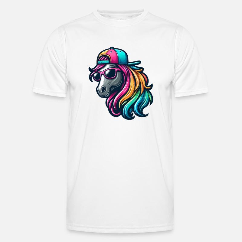 Rainbow Cool Horse - Men's Functional T-Shirt - white
