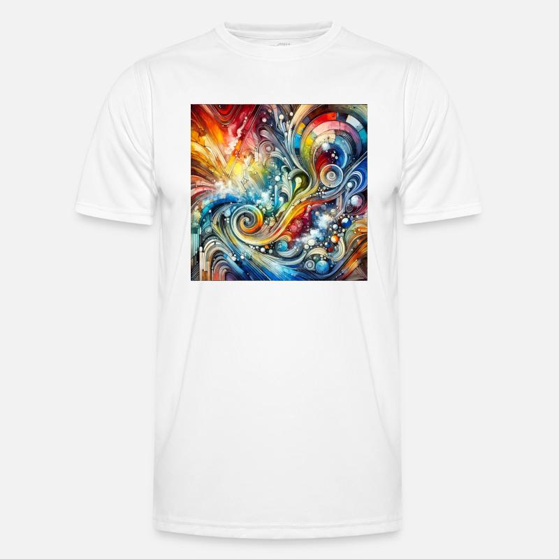 Dynamisches Spektrum - Abstraktes Gemälde - Männer Funktions-T-Shirt - Weiß