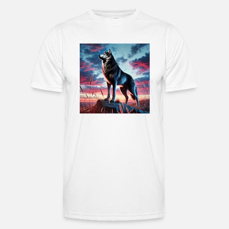 Wolf sunset Männer Funktions-T-Shirt