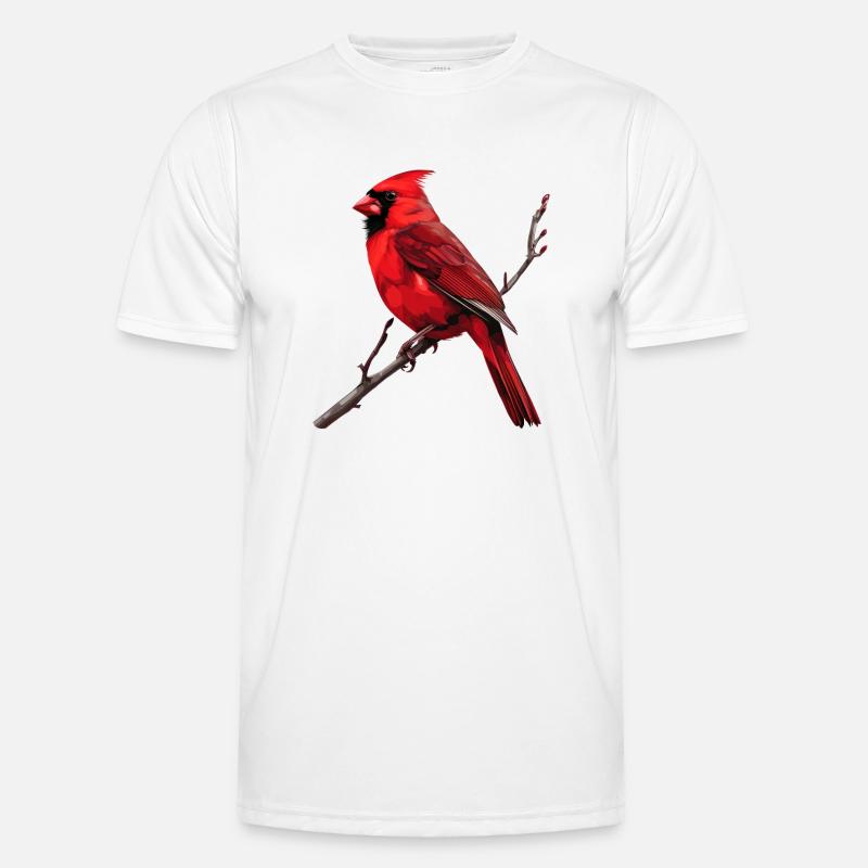 Rotkardinal Vogel - Männer Funktions-T-Shirt - Weiß