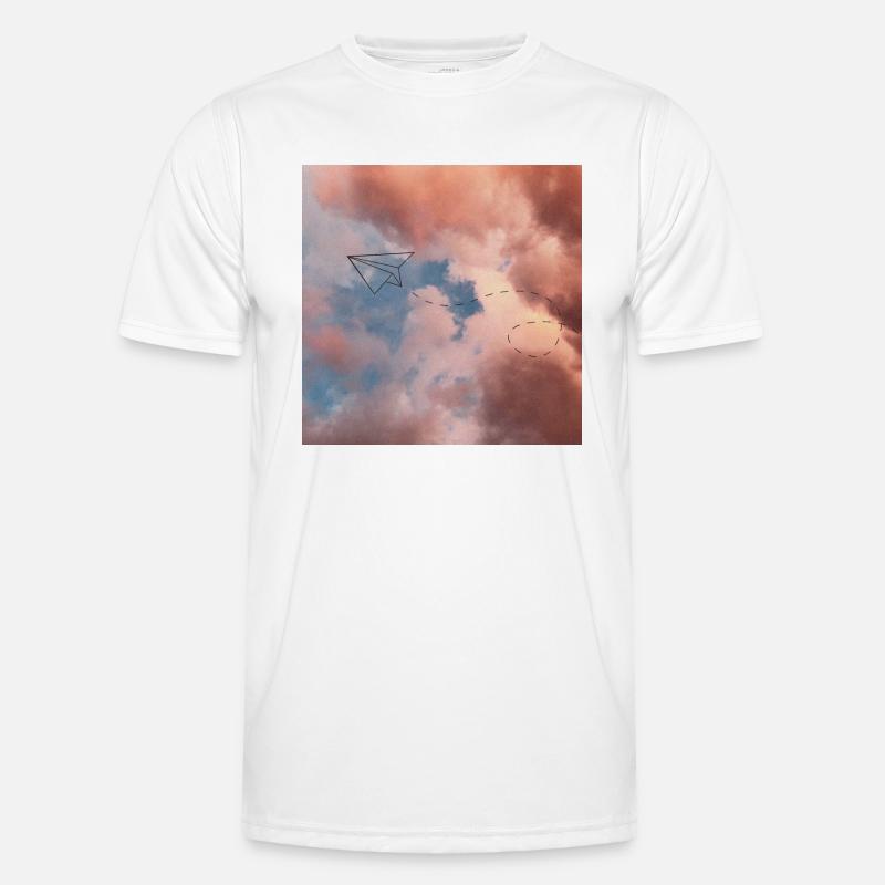 Papierflugzeug in einer ästhetischen Abbildung. Männer Funktions-T-Shirt