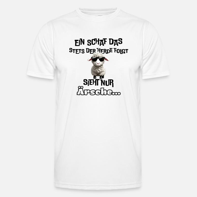 cooles Schaf mit Statement - Männer Funktions-T-Shirt - Weiß