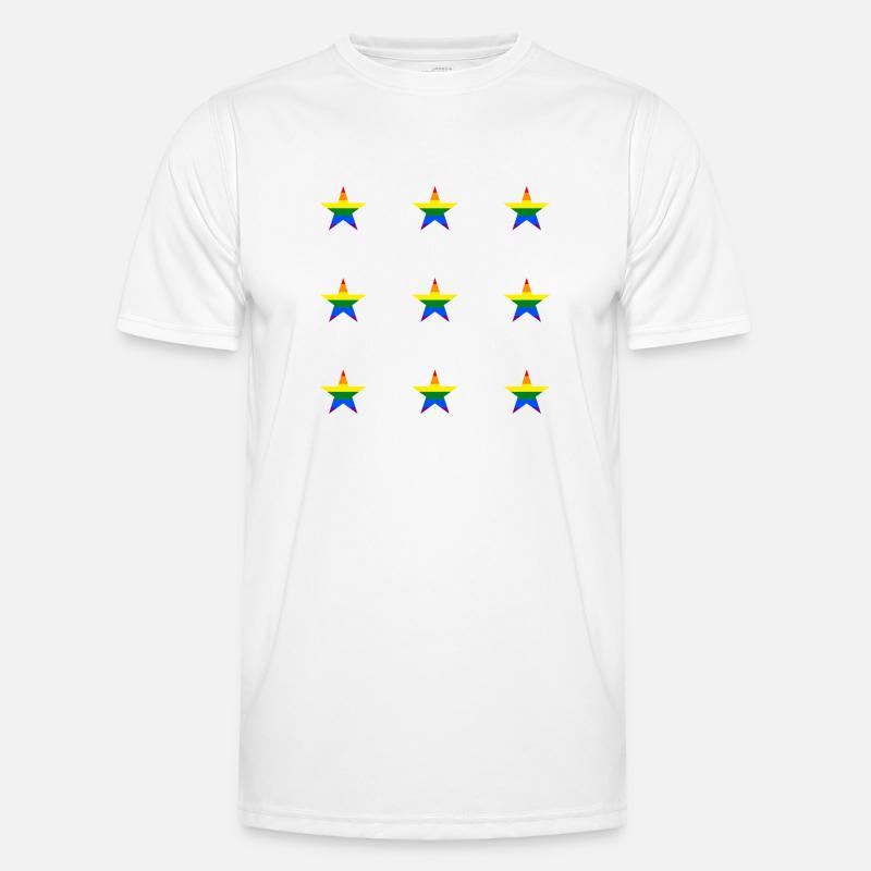 Rainbow star pattern LGBTQ colours - Men's Functional T-Shirt - white