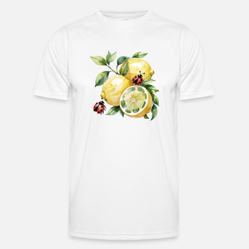 Cheerful Lemon Ladybug Pattern - Men's Functional T-Shirt - white