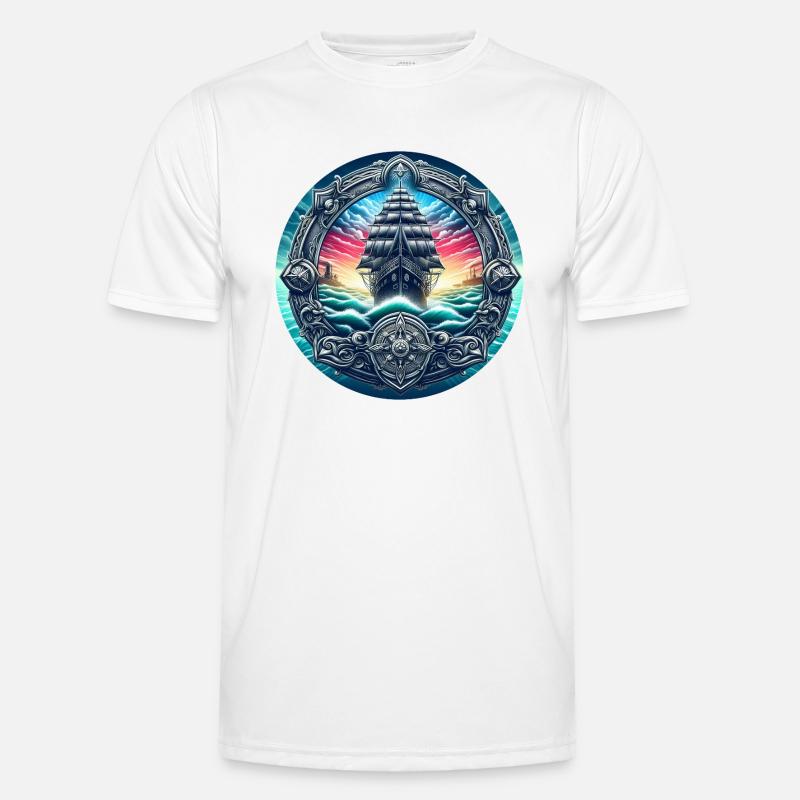 Segelschiff Bild Männer Funktions-T-Shirt