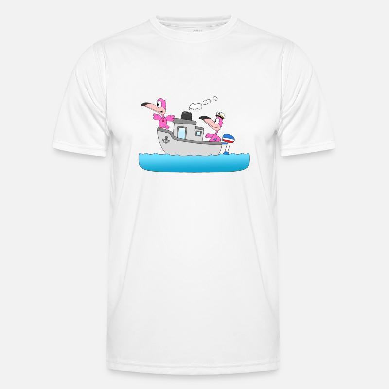 FLAMINGOS - BOOT - SCHIFF - LIEBE - SEEFAHRER - Männer Funktions-T-Shirt - Weiß