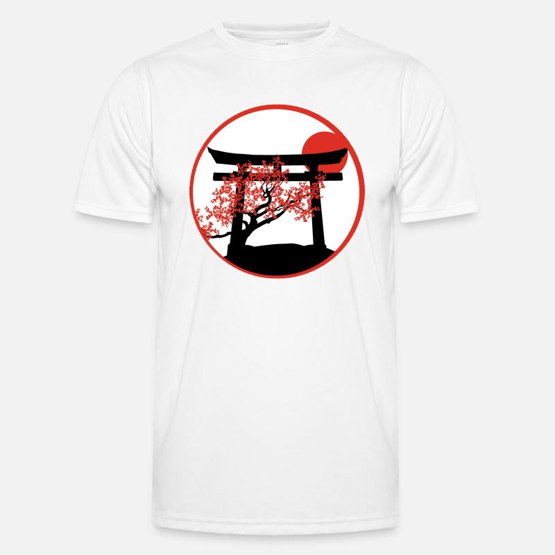 Coucher de soleil serein : Torii Gate et Cherry Tree T-shirt sport Homme