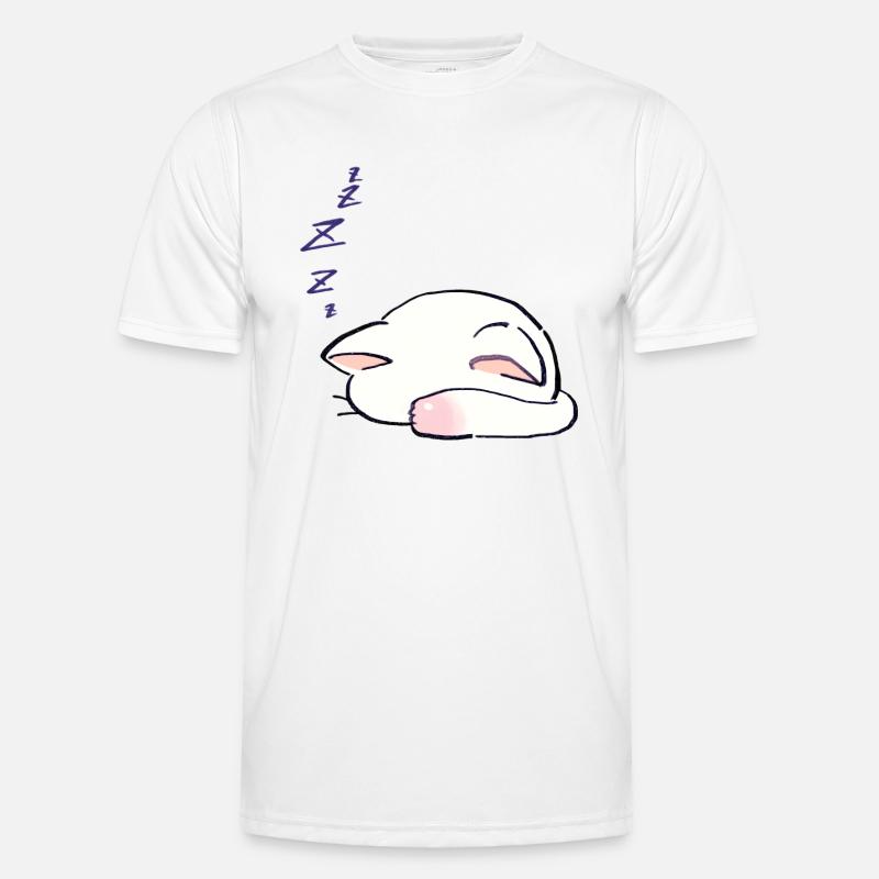 I Draw Lucky Star White Cat Sleeping With Its Männer Funktions-T-Shirt