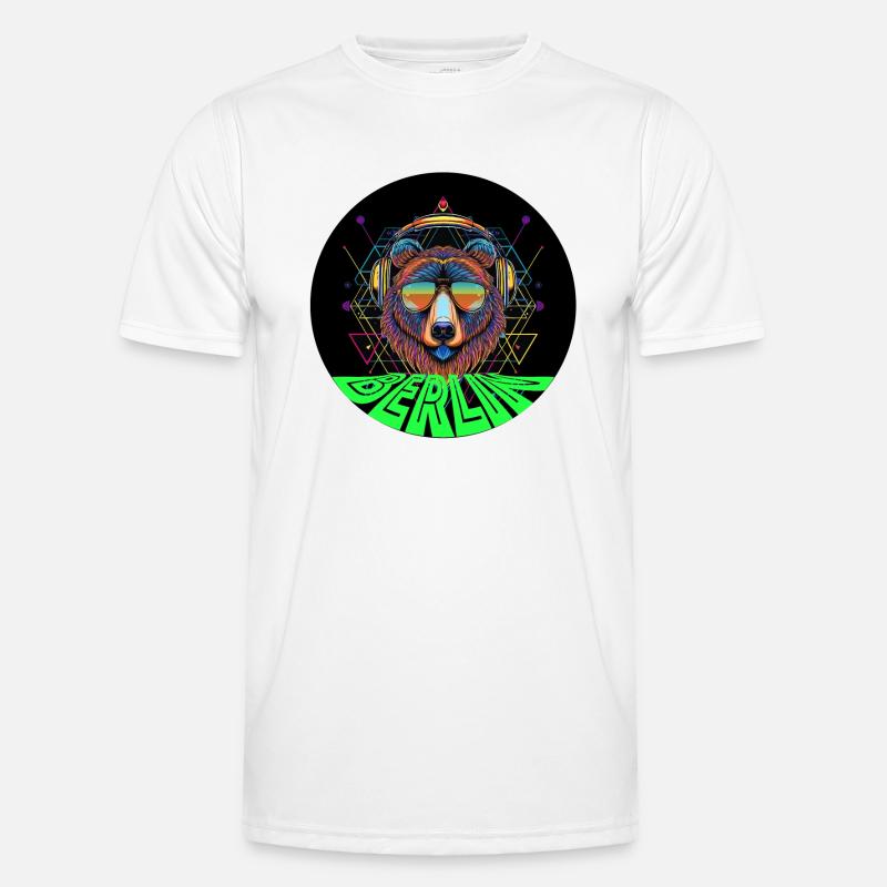 rund Bär mit Kopfhörer techno Männer Funktions-T-Shirt