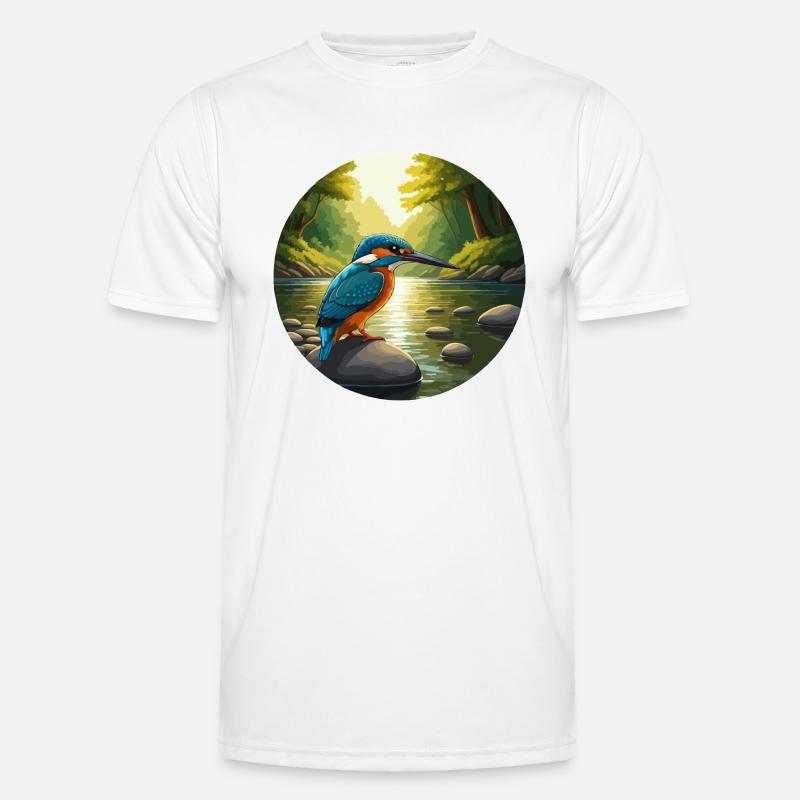 Kingfisher sits by stream Men's Functional T-Shirt