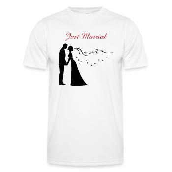 Hochzeit Brautpaar Geschenk Just Married - Männer Funktions-T-Shirt - Weiß - Vorne - AI Model Male 178 dark (178cm)