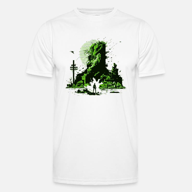 Illustrations de science-fiction dans les graphismes de jeux vidéo 8 bits - T-shirt sport Homme - blanc