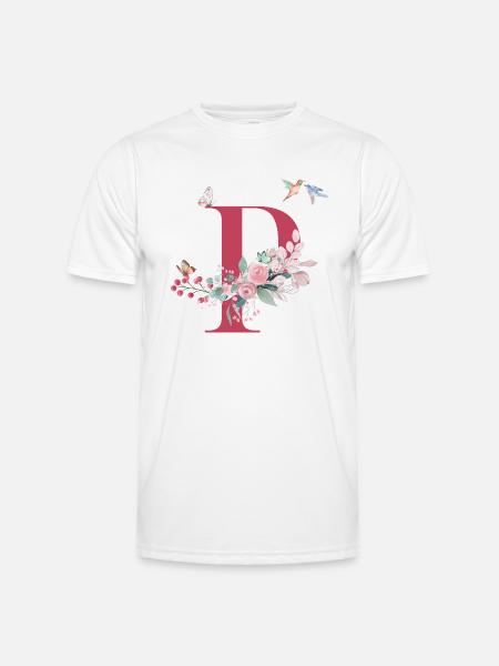 Buchstabe p floral - Geschenkidee - Männer Funktions-T-Shirt - Weiß