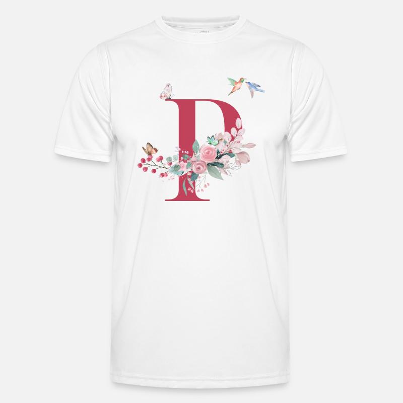 Buchstabe p floral - Geschenkidee - Männer Funktions-T-Shirt - Weiß