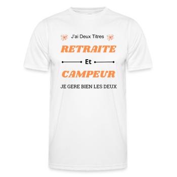 I have two titles - Men's Functional T-Shirt - white - Front - AI Model Male 178 dark (178cm)