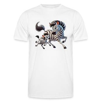 Zebra-Mutter mit herumtollendem Kind - Männer Funktions-T-Shirt - Weiß - Vorne - AI Model Male 178 dark (178cm)