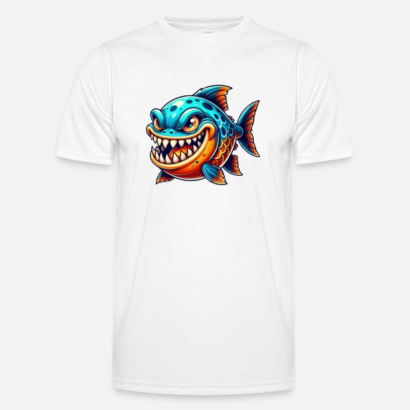 Piranha Comic Fish - Men's Functional T-Shirt - white