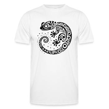 Gecko tribal - T-shirt sport Homme - blanc - Devant - AI Model Male 178 dark (178cm)