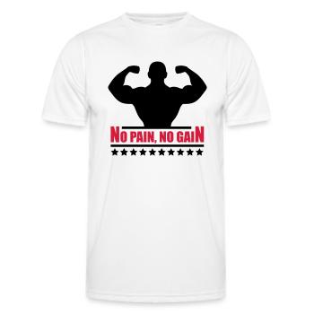 pain_gain_c2 - Men's Functional T-Shirt - white - Front - AI Model Male 178 dark (178cm)