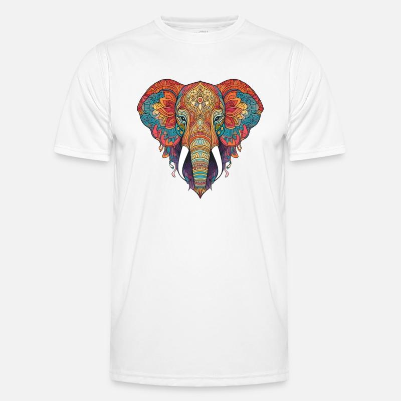Elefant Zentangle Kunst bunt tier Männer Funktions-T-Shirt