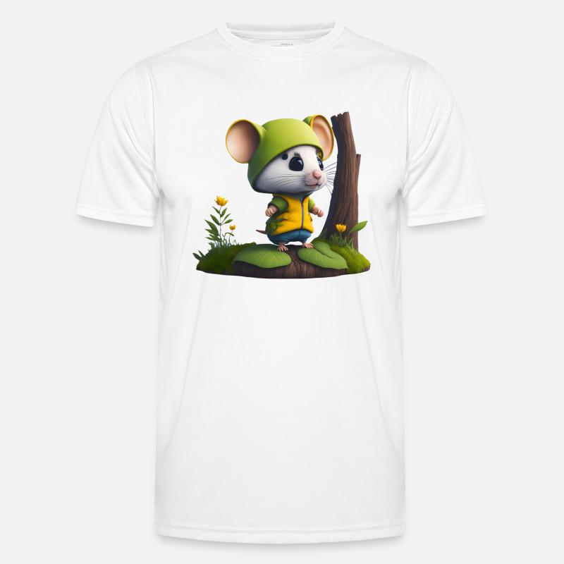 Cute mouse with cap and jacket - Men's Functional T-Shirt - white