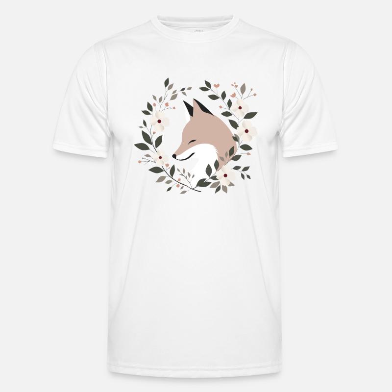 Fuchs mit Blumen Männer Funktions-T-Shirt