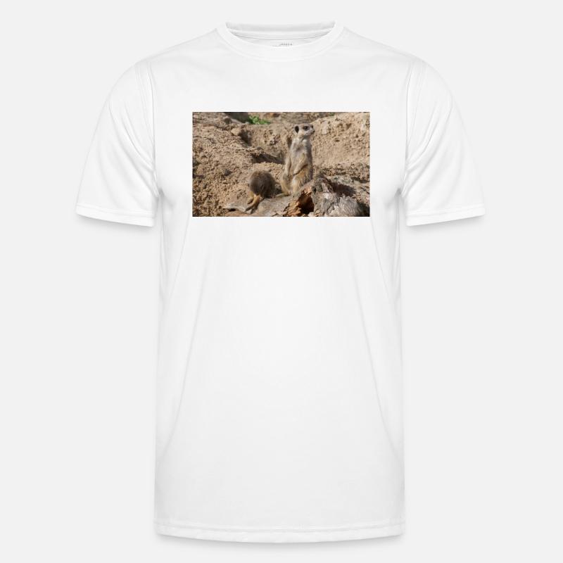 Zwei Erdmännchen - Männer Funktions-T-Shirt - Weiß