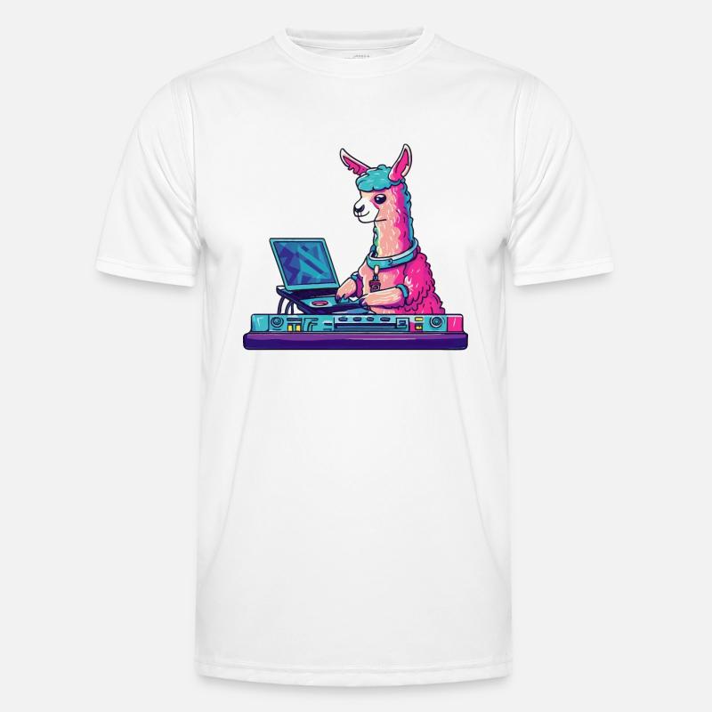 Alpaca Lama DJ Gift Idea - Men's Functional T-Shirt - white