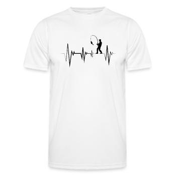 Angler Heartbeat Ekg Fisherman - Men's Functional T-Shirt - white - Front - AI Model Male 178 dark (178cm)