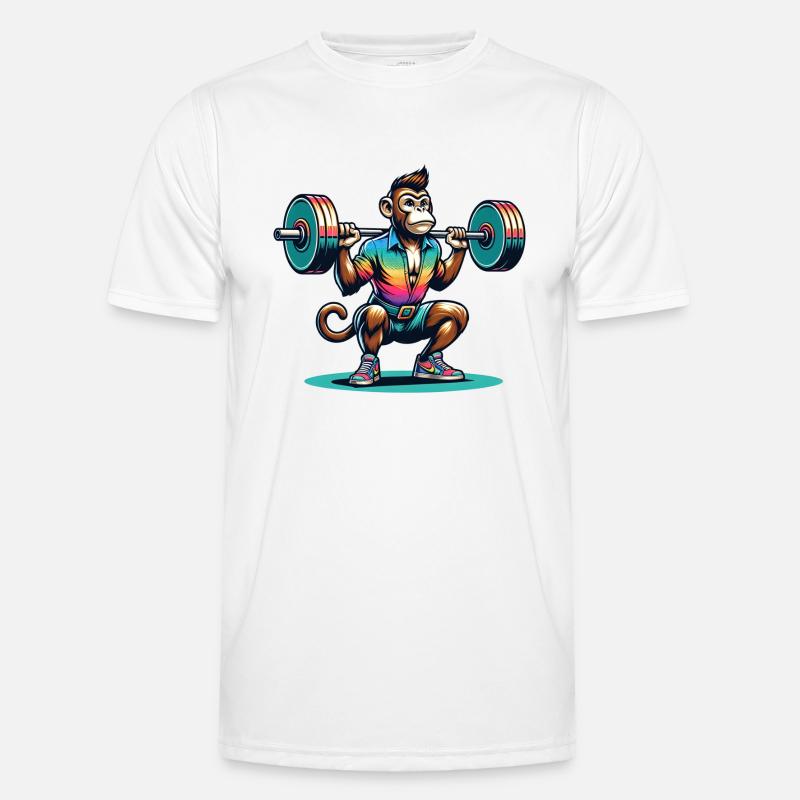 Cool Monkey Squatting In The Gym Männer Funktions-T-Shirt