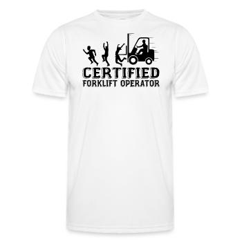 Certified Forklift Operator - Men's Functional T-Shirt - white - Front - AI Model Male 178 dark (178cm)